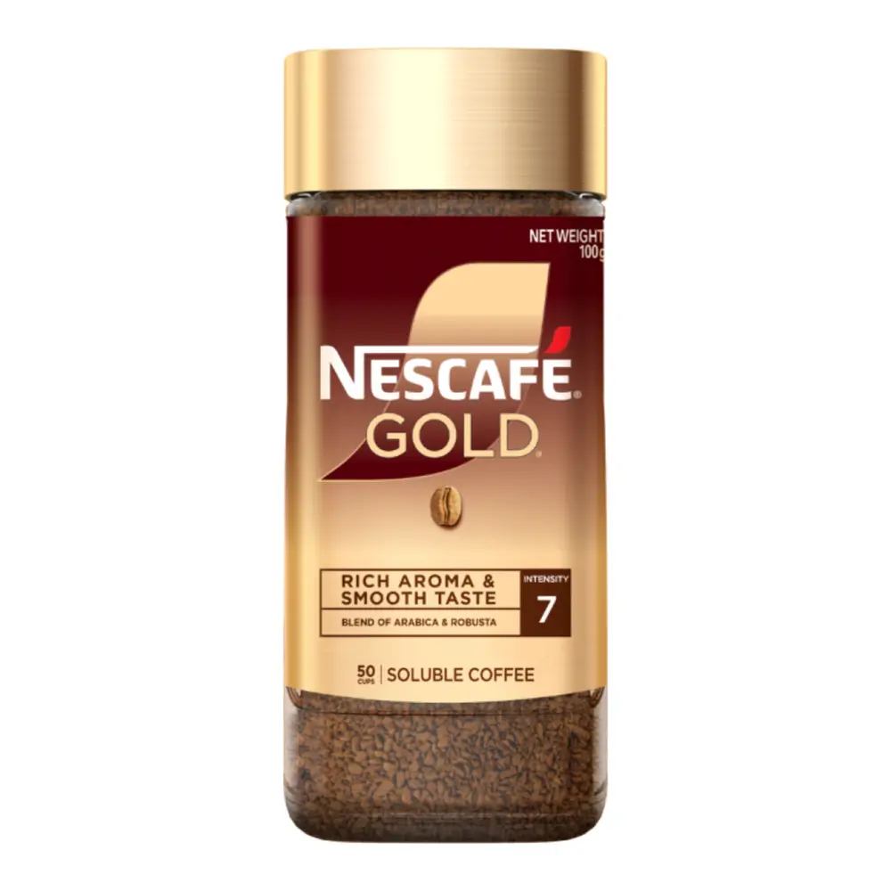Cà Phê Hòa Tan Nguyên Chất, Gold, Signature Aroma, Pure Soluble Coffee, 50 Ly (100g) - NESCAFE